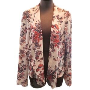 EC LUSH BRAND FLORAL LONG SLEEVE KIMONO JACKET SZ. XL